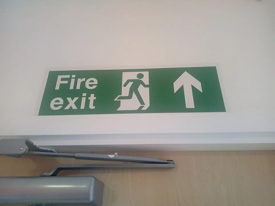 Emergency exit sign in the UK.