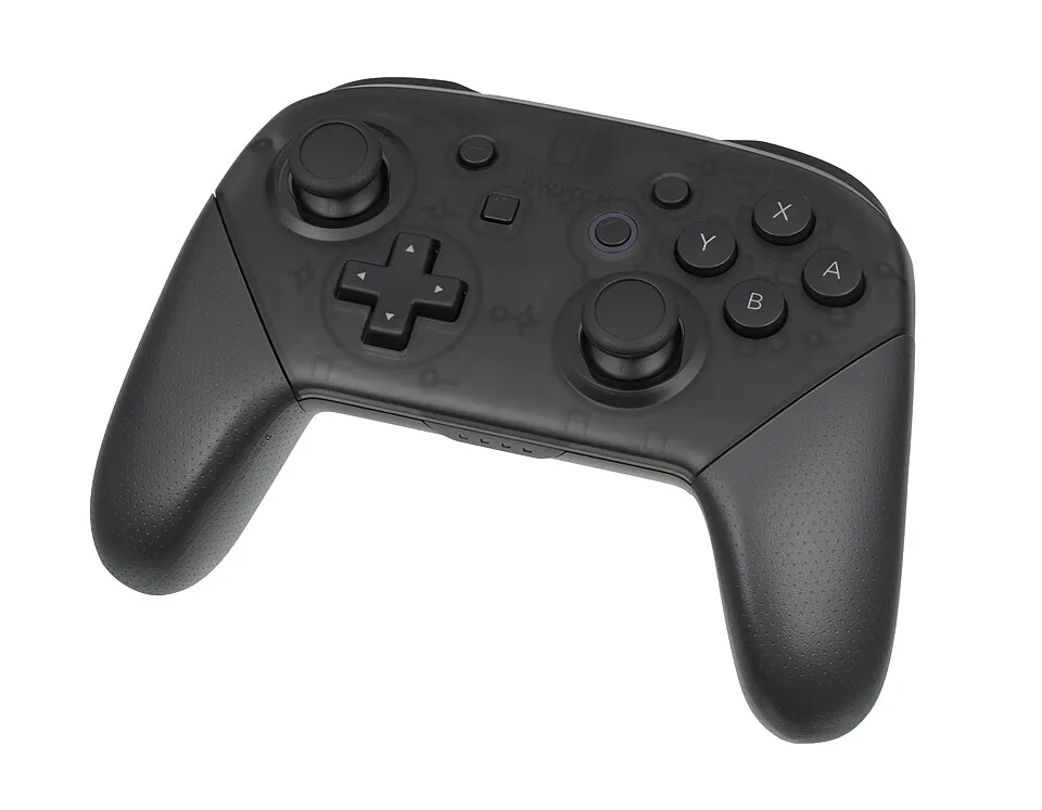 The Pro Controller for the Nintendo Switch, a hybrid portable/home console released by Nintendo in 2017.  The Pro Controller is an optional 